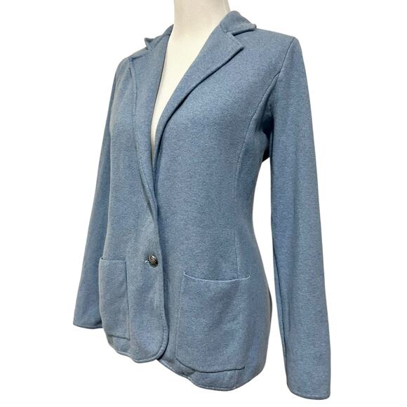 LRL Ralph Lauren Womens Knit Sweater Blazer Jacket Crest Buttons Blue Size L - Picture 2 of 7